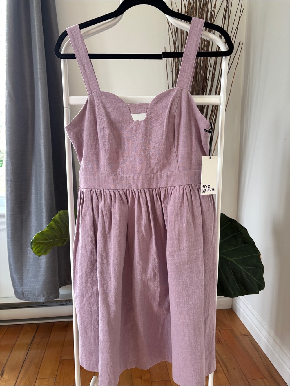 Eve Gravel Lavender Cotton Sundress with Wide Straps - Picture 4 of 13